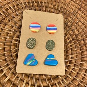 Cute polymer clay studs 3 pair ❤️